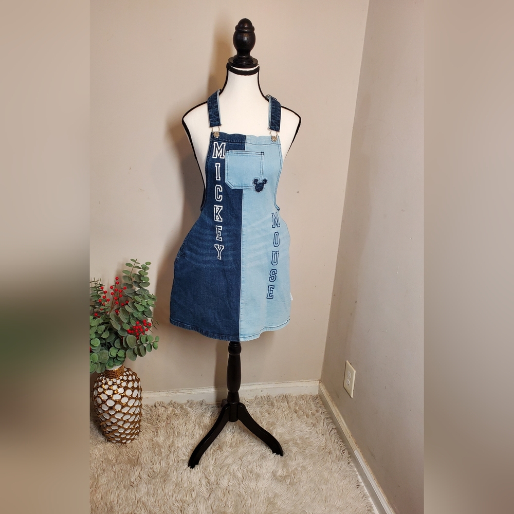 Her Universe Disney Parks Mickey Mouse Strech Denim Blue Overall Mini Dress SzXS
